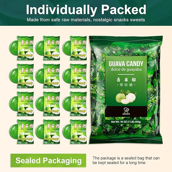 SOEOS GUAVA CANDY, CLASSIC SERIES CHINESE GUAVA HARD CANDY, HOLIDAY CANDY 16 OZ (PACK OF 1)