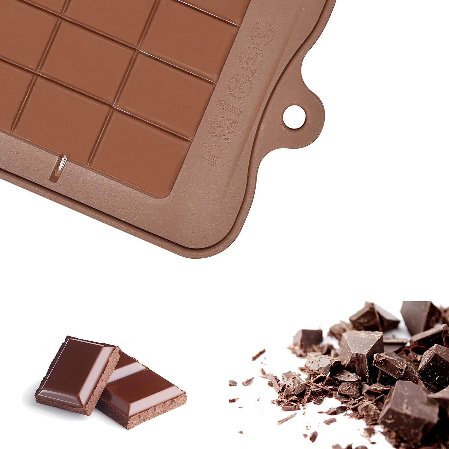 homEdge Break-Apart Chocolate, Set of 4 Packs Food Grade Non-Stick Silicone Protein and Energy Bar Molds, Break Apart 4pcs, 3 Oz - Image 4