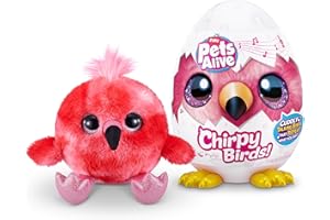 Pets Alive Chirpy Birds (Flamingo) by ZURU, Electronic Pet That Speaks, Giant Surprise Egg, Stickers, Comb, Fluffy Clay, Bird Animal Plush for Girls