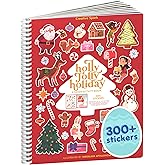 Holly Jolly 300+ Kids Sticker Book by Cupkin Toddler Christmas Coloring and Sticker Book, 8 Coloring Pages 8 Side by Side Scenes for Children's of 2-8 Years, Valentines Gifts for Kids