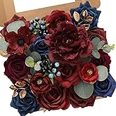 Serwalin Artificial Flowers Burgundy Navy Flowers Fake Wedding Flowers Cake Flowers for DIY Wedding Bouquets Bridal Shower Centerpieces Floral Arrangements Party Decor