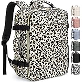 Pritent Travel Backpack for Women Man, Waterproof Personal Item Travel Bag Airline Approved Laptop Backpack Bookbag Weekender bags for Business,Travel, Work Fits 15.6 inch Laptop(Medium,Leopard)