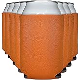 TahoeBay Blank Beer Can Cooler Sleeves (8-Pack) Bulk Sublimation Blanks for Vinyl Plain Soft Foam Can Sleeves Coolers for Soda Cans & Bottles Black, White, Solid Color (Texas Orange, Regular 12oz)