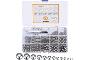 BAYIDUN 560 Pcs 2-10mm Assorted Bicycle Bearing Balls, Metric Precision Stainless Steel Bike Bicycle Wheel Metal Bearing Balls Assortment Kit - 13 Sizes