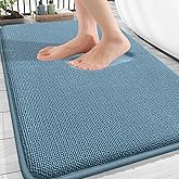 OLANLY Thick Memory Foam Bath Mat Rug 30x20, Extra Soft Absorbent Bathroom Rug, Quick Dry Bath Mats, Non-Slip, Machine Washable Carpet for Bathroom, Tub and Shower, Home Decor Accessories, Airy Blue