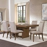 Steve Silver Furniture Garland Dining 7pc Table Set, Included One 70-Inch Rectangular Dining Table with 18-Inch Leaf Extension and 6 100% Polyester Canvas Side Chairs, 70" L x 44" W x 31" H, Brown