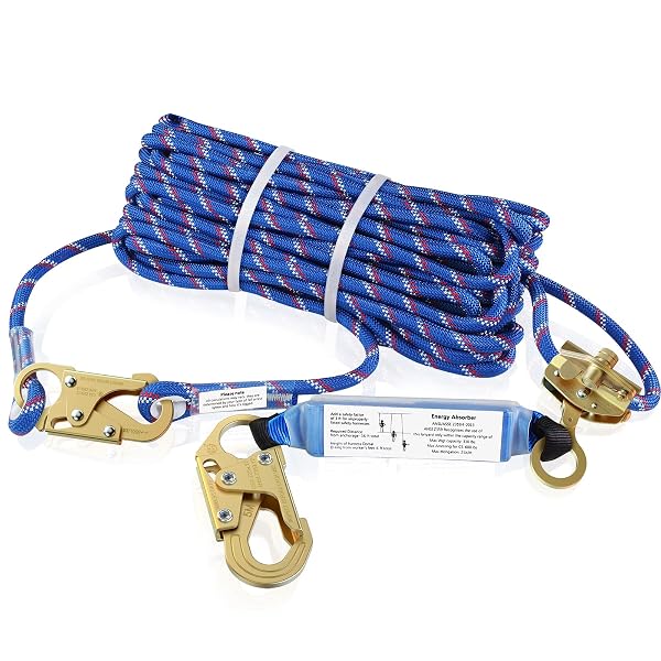 50FT VERTICAL LIFELINE ASSEMBLY，FALL PROTECTION ROPE WITH TWO...