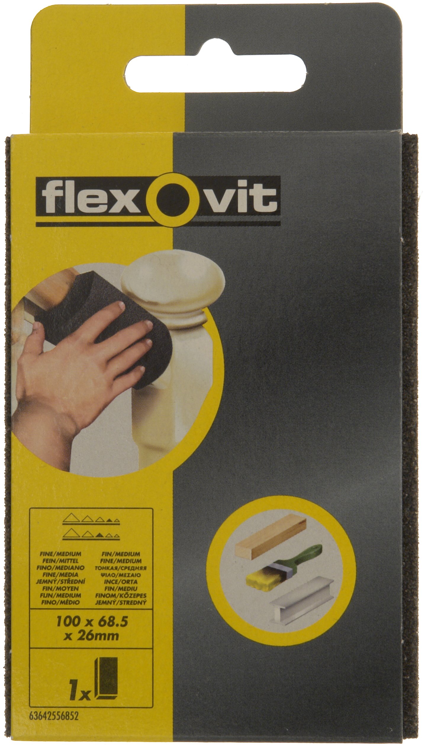 FLEXOVIT FX63642556852 Sanding Sponge, Fine/Medium