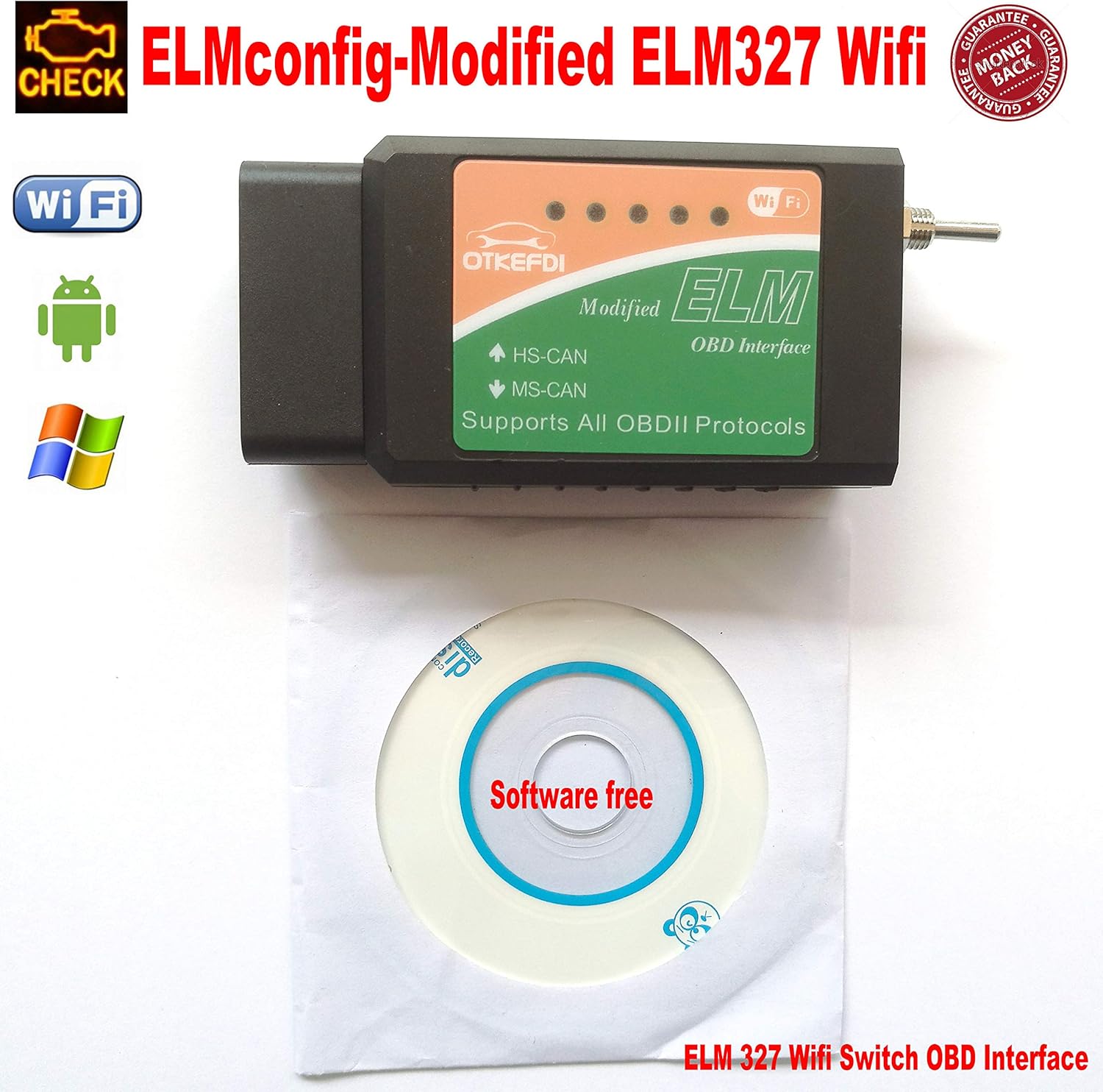 ELM-327 WiFi modifié Elm 327 Switch WiFi OTKEFDI ELM327 WiFi HS-Can et ...