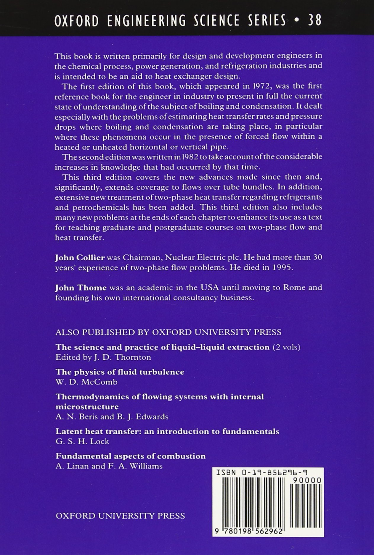 Convective Boiling and Condensation (Oxford Engineering Science Series):  Amazon.co.uk: Thome Collier, John R. Thome, John G. Collier: 9780198562962:  Books