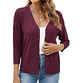 Neineiwu Women's Cropped Cardigan 3/4 Sleeve Lightweight Crochet Knit Open Front Shrug Sweater Tops Trendy 2025