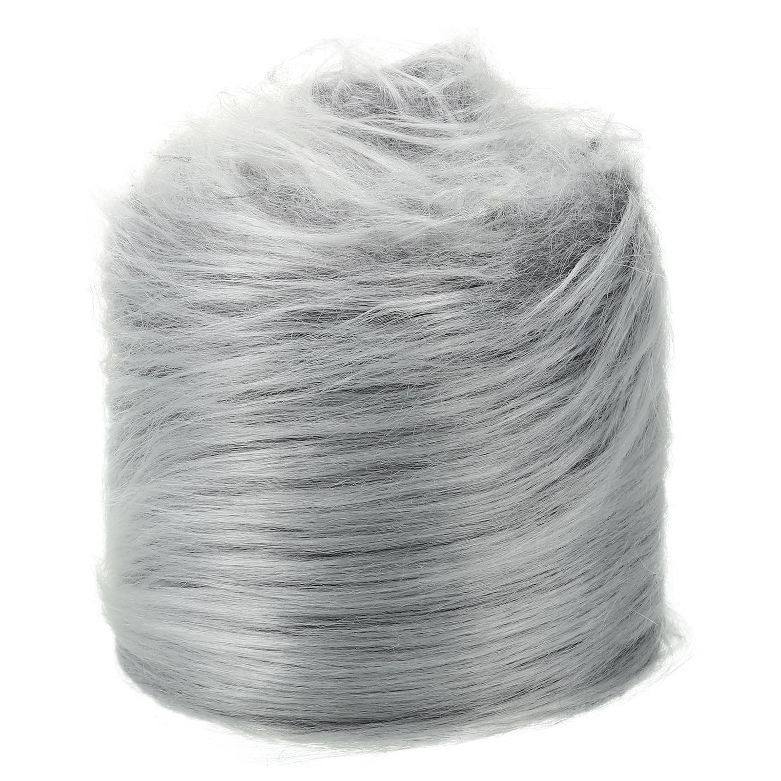 PATIKIL 4.9ft x 4 in Faux Fur Fabric Precut Strips, Plush Ribbon Roll for DIY Craft Christmas Decoration Cosplay Costume, White Grey