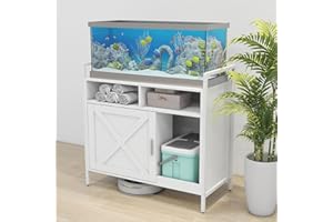 dooloric 20-29 Gallon Fish Tank Stand, Metal Aquarium Stand with Cabinet for Accessories Storage, Heavy Duty 31.5" L* 16.9" W Tabletop Fits Aquarium,Turtle, Reptile Terrariums 350LBS Capacity White