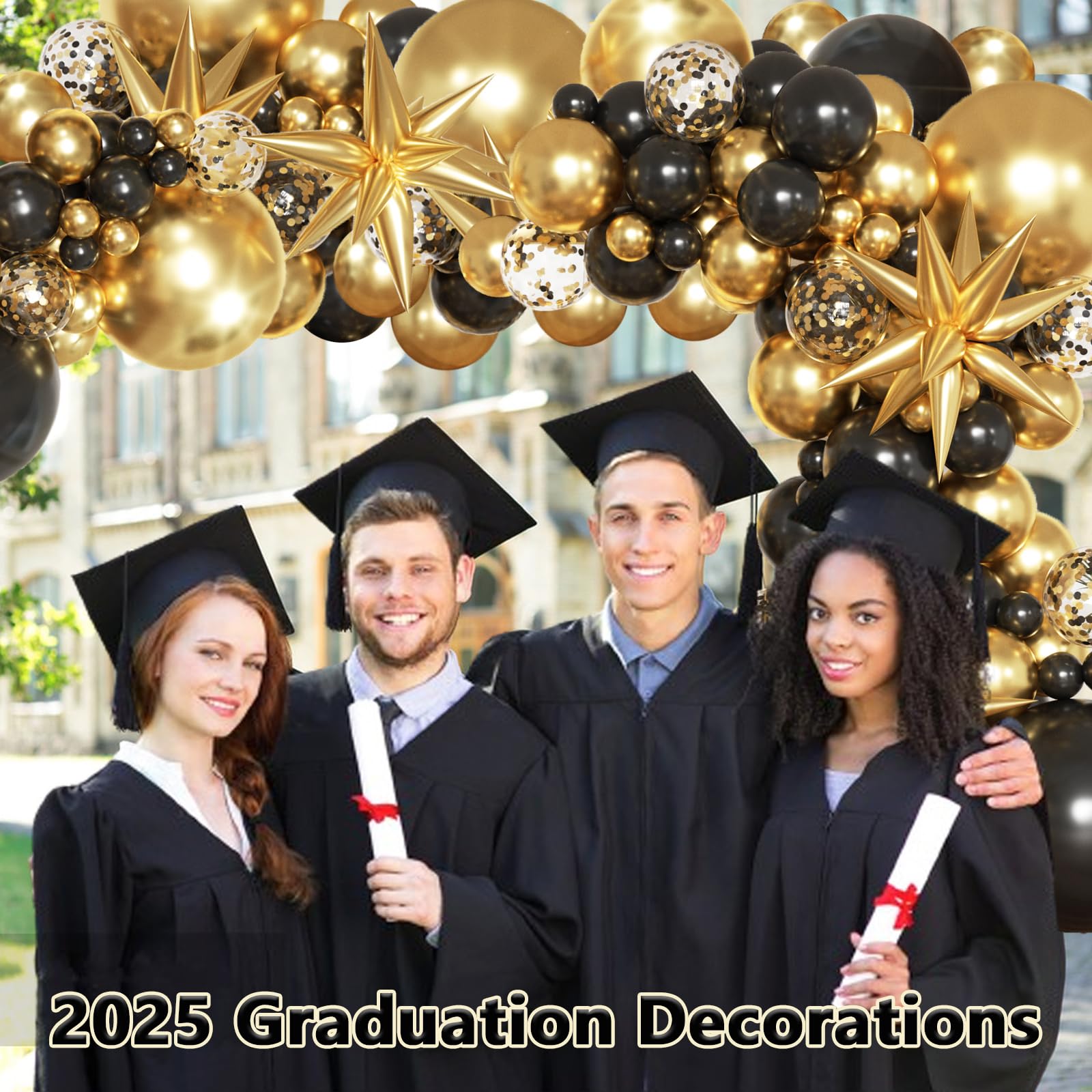 Black and Gold Balloon Arch Kit, Black and Gold Party Decorations for Birthday Bachelorette Retirement Office Christmas 2026 New Years Eve Graduation Anniversary Party Decorations