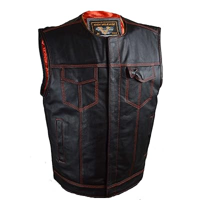 Men's High Mileage Leather Club Vest with Red Nigeria Ubuy