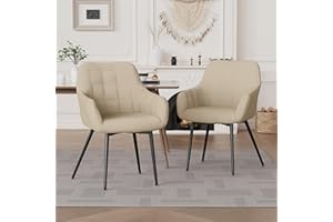 Aivermeil Upholstered Modern Beige Dining Chairs Set of 2, Mid Century Dining Room Chairs, Metal Legs with Adjustable Feet for Kitchen, Living Room