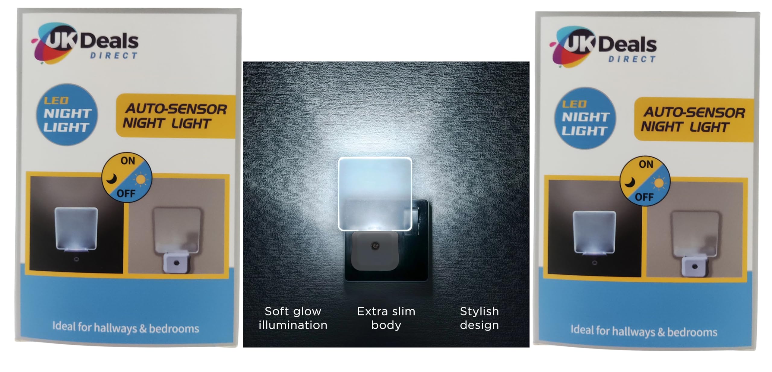 LED Plug in Walls with Dusk to Dawn Photocell Auto Sensor Night Lighting for Hallways, Bedrooms, Landings, Children’s Room, Nursery, Kitchen, Acrylic, 0.5 w (Pack of 2 - LED Night Light)