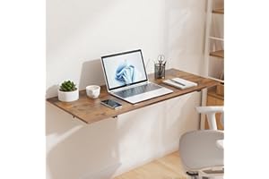 GOYLSER Wall Mounted Folding Table for Office, Rustic Brown Fold Down Desk Laundry Folding Table Wall Mounted for Laundry Room/Home Kitchen, Length 47" Width 20.5"
