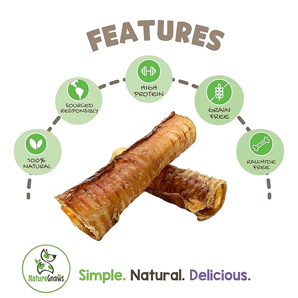 NATURE GNAWS BEEF TRACHEA CHEWS FOR DOGS 6″ (6 COUNT) – LONG LASTING NATURAL CRUNCHY DOG CHEW BONES – RAWHIDE FREE