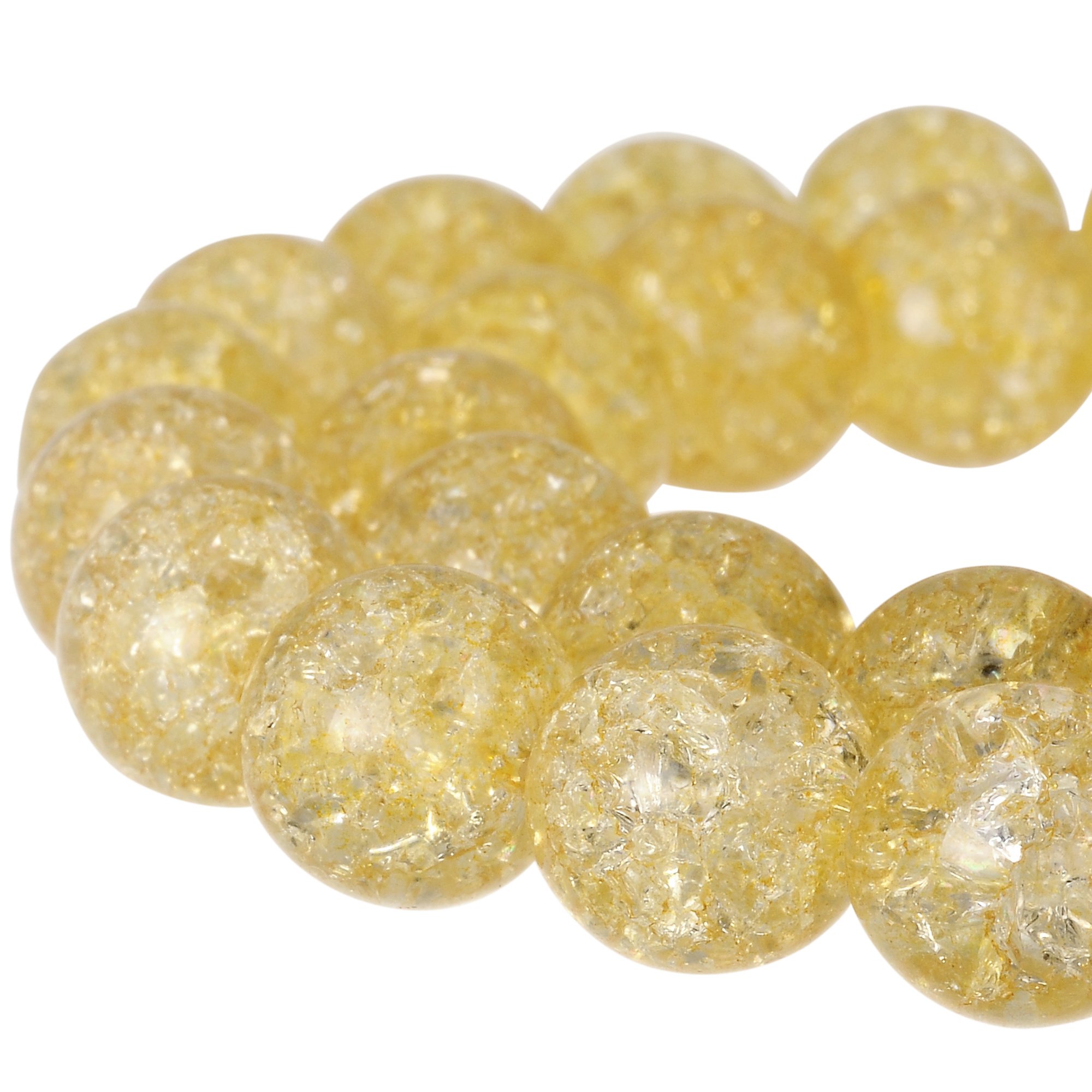 RUBYCA Round Crackle Druk Czech Crystal Pressed Glass Beads for Jewellery Making 6mm Strand, Yellow