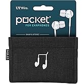 UT Wire Pocket Snap & Store Earphone Case Pouch, Black with Solid Grey Interior