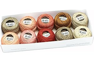 AMOHilos Size 8 Double Mercerized Egyptian Long Staple Cotton Pearl Thread Ball 5 Grams Rainbow Color Embroidery Thread 10 Colors per Box for Crochet Hardanger Cross Stitch Hand Embroidery (Set Z)