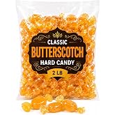 Butterscotch Hard Candy 2 LB Bulk Bag ~150 Pcs, Old Fashioned Creamy Discs | Individually Wrapped Butter Scotch Candies for Candy Bowls, Office Snacks, Parties, Long Lasting Flavor, Halloween Candy