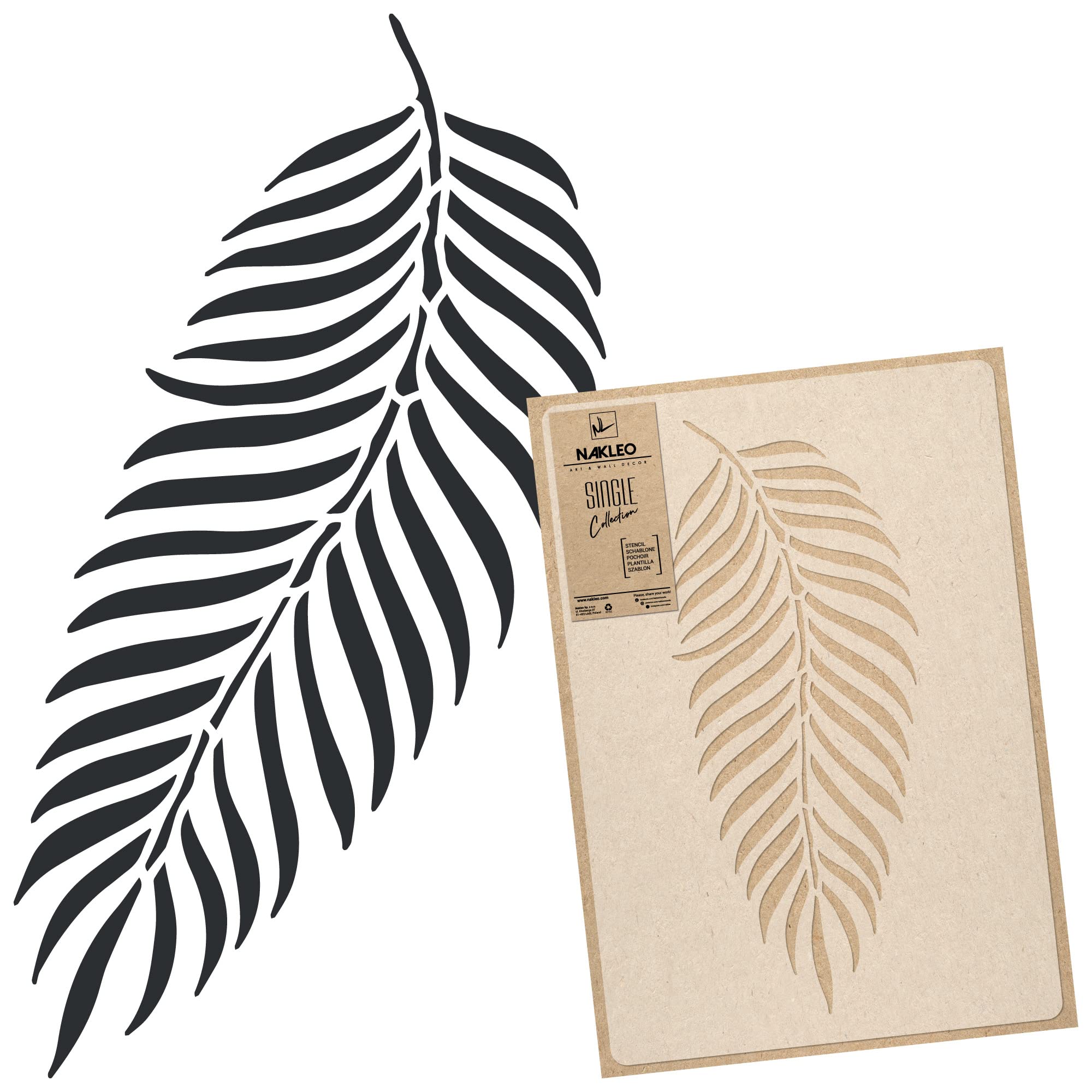 NAKLEO Floral Large Wall Painting Stencil 43x64 cm, Tropical Palm Leaf Pattern, Reusable Plastic Flower Template, DIY Art and Craft Home Decor, Floor Wood Fabric Furniture