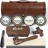 13Pcs Shoe Polish Kit, Shoe Shine Kit for Men & Women with Horsehair Shoe Polish Brush, Black Brown Neutral Mink Oil for Leather Boots Shoe Care Kit as Christmas Gift for Men with Care Cloth