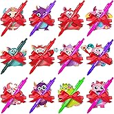 Pasimy 72 Pcs Valentines Day Sticky Notes with Pens Ribbons - Bulk Coworker Valentine Gifts Set, 24 Valentines Notepads 24 Ballpoint Pens Red Pink Heart Office Gift Supplies Favors(Colorful, Monster)