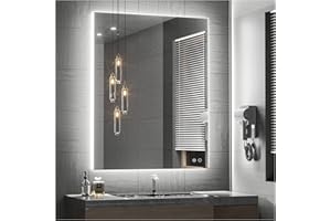 Keonjinn 28 x 36 Inch LED Bathroom Mirror with Backlit, Anti-Fog Vanity Mirror, CRI90+ HD Tempered Glass, Stepless Dimmable, High Lumen, UL Listed, Waterproof, Horizontal/Vertical