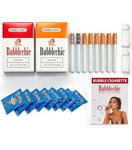 bubble blowing cigarette amazon CLESEN Fake Puff Cigarettes (Pack of 6) +1 Set Fake Puff Cigar Axonkit Giant Bubble Cigarette Toy