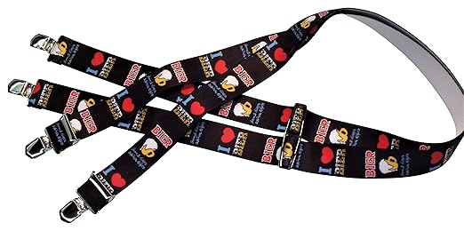 Schwarze lustige Bier-Hosenträger mit Spaßtext | Bier formt diesen schönen Körper | Damen und Herren | One Size 120 cm | Anzu