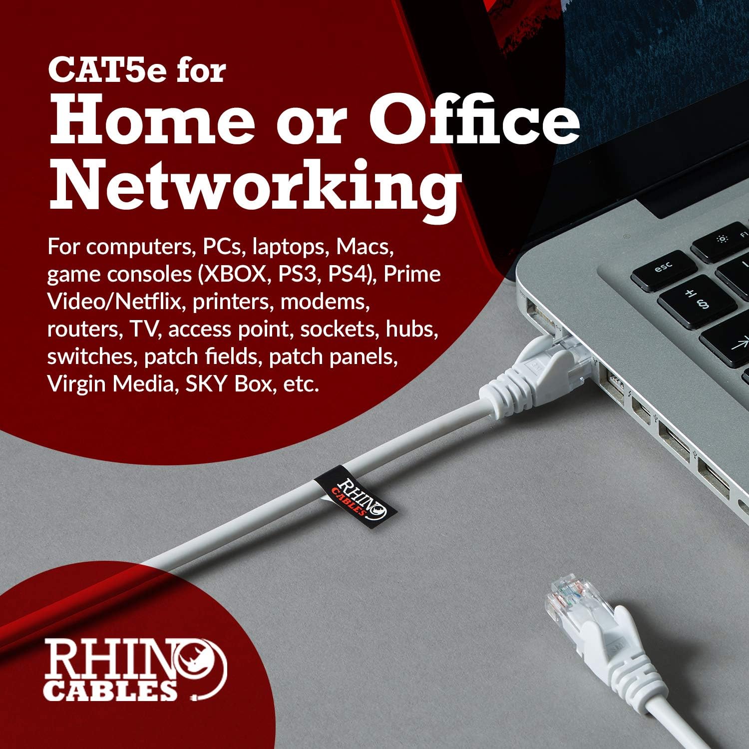 rhinocables CAT 5e High-Speed Ethernet Cable - Reliable LAN Network RJ45 Cable for Fast Internet & Data Transfer - Image 5