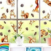 Squirrel Window Stickers Funny Squirrel Wall Stickers Funny Animal Window Decals Cute Animal Fall Pine Cone Windows Decals Peel and Stick Cartoon Squirrel Stickers for Wall Car Window Stickers