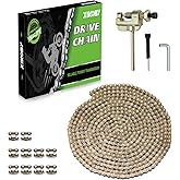 XIKOBY 25H Roller Chain 10 Feet 480 Links Compatible with Razor MX350 MX650 MX500 RSF650 Electric Dirt Rocket Bike 47cc 49cc 2 Stroke Gas Scooter Mini Pocket Bike ATV Go Kart Parts with Chain Breaker