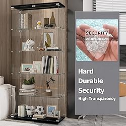 nifoti 74" H 5-Shelf Glass Display Cabinet with