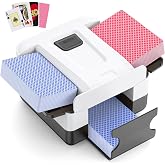 AOOELLO Automatic Card Shuffler 1-2 Decks, Rechargeable Electric Card Dealer Machine, Low Noise Portable Shuffler for UNO, Poker, Blackjack, Skip-Bo, Phase 10