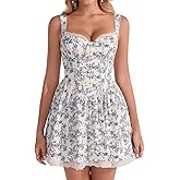 KUTUMAI Lace Floral Corset Graduation Mini Dress Flowy A Line Smocked Cute Short Dresses for Women Summer Sundress 2026