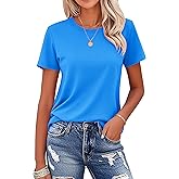 MAGCOMSEN Women's Cotton T-Shirts Short-Sleeve Shirts Crew-Neck Tops Classic-Fit Breathable Casual Summer Tees