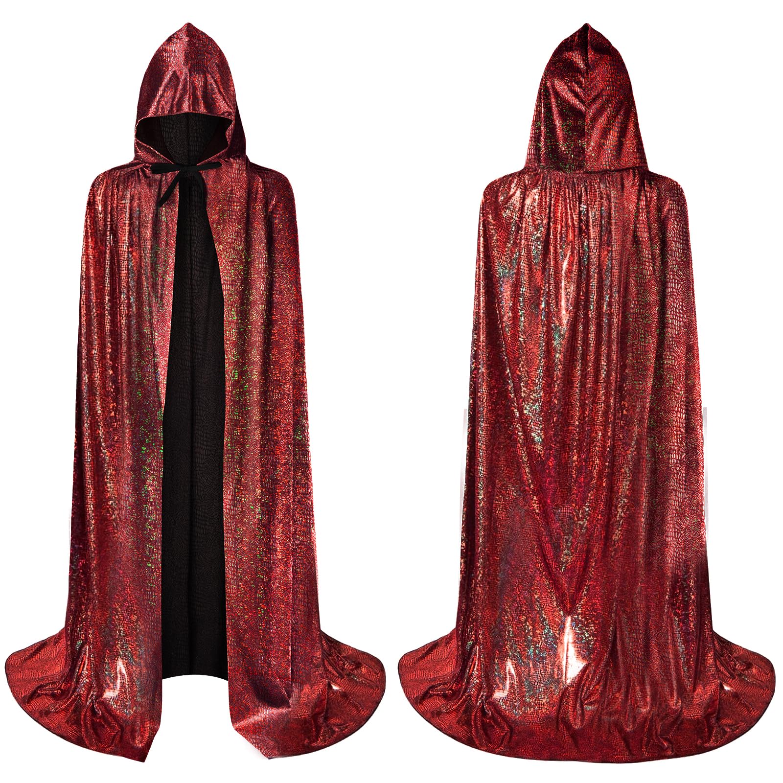 AYBUY Glitter Cape, Full Length Bling Bling Hooded Cape, Shiny Long Cloak, Unisex Long Sparkly Halloween Capes, Adults Wizard Fairytale Fancy Dress Robe for Halloween Party Carnival Cosplay, 150CM