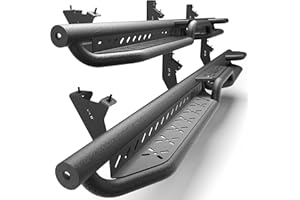 LONGSUN Ranger Running Boards Two Raised Side Step Ford Ranger 2019-2024 SuperCrew(4 Door), 2 Stairs Step Rails Powder Coated Black Carbon Steel Nerf Bars