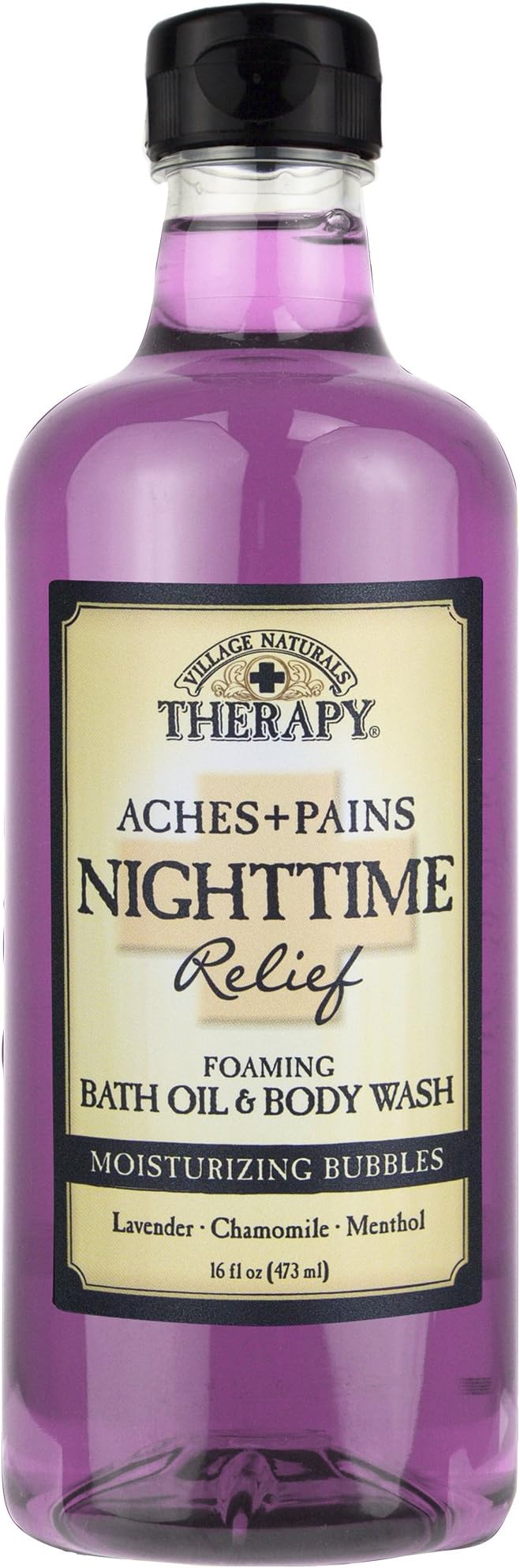Village Naturals Aches and Pains Nighttime Relief Foaming Bath Oil and Body Wash 16 oz. (Pack of 5) Village Naturals Therapy