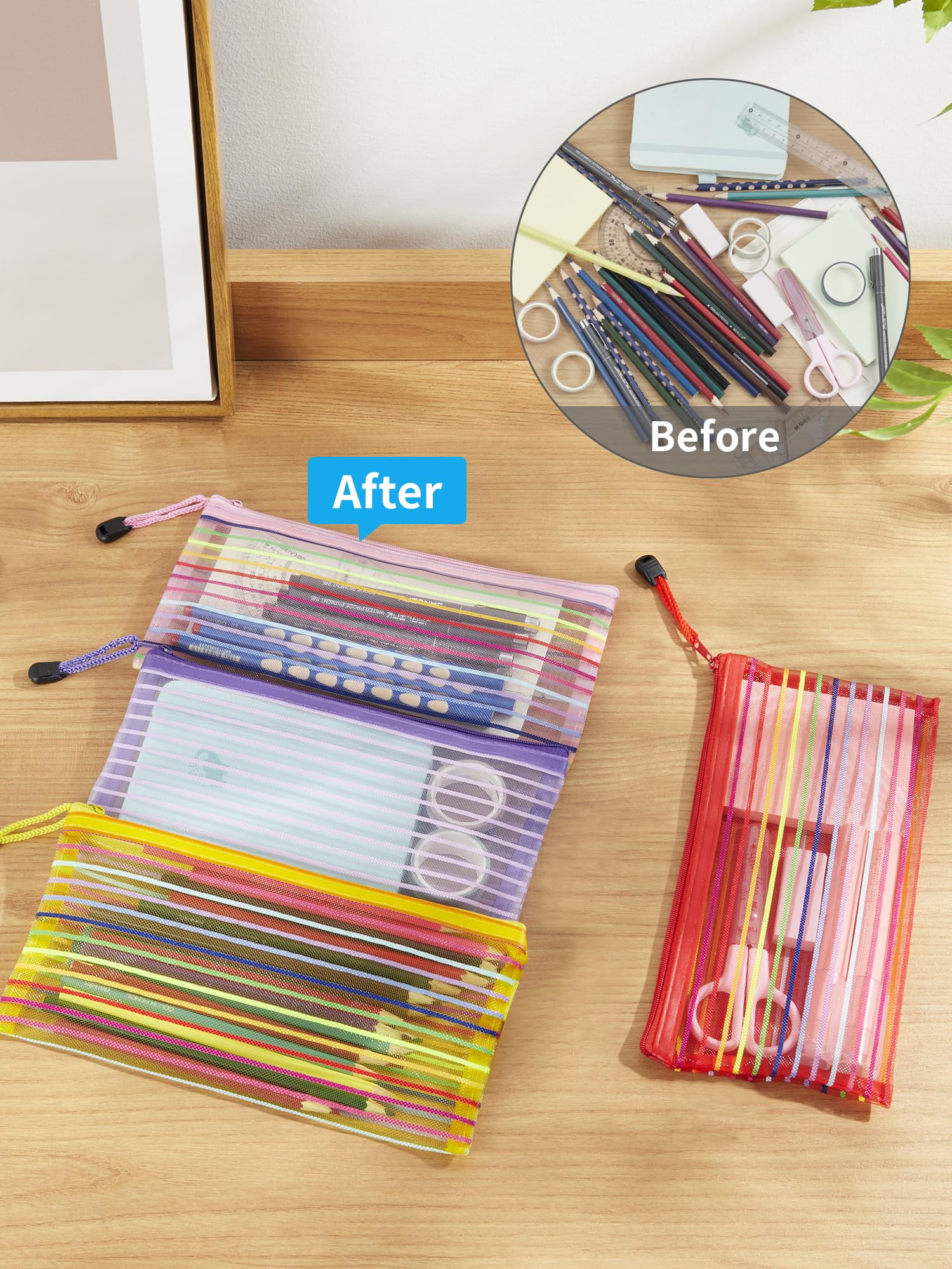 JARLINK 20 Pack 10 Colors Zipper Mesh Pouch, Zipper Bag Multipurpose Travel Bags for Office Supplies Cosmetics Travel Accessories Multicolor