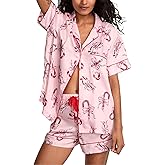 Victoria's Secret Satin Pajama Set, Short Sleeve Button Down Shirt & Shorts, Sleepwear for Women (XS-XXL)