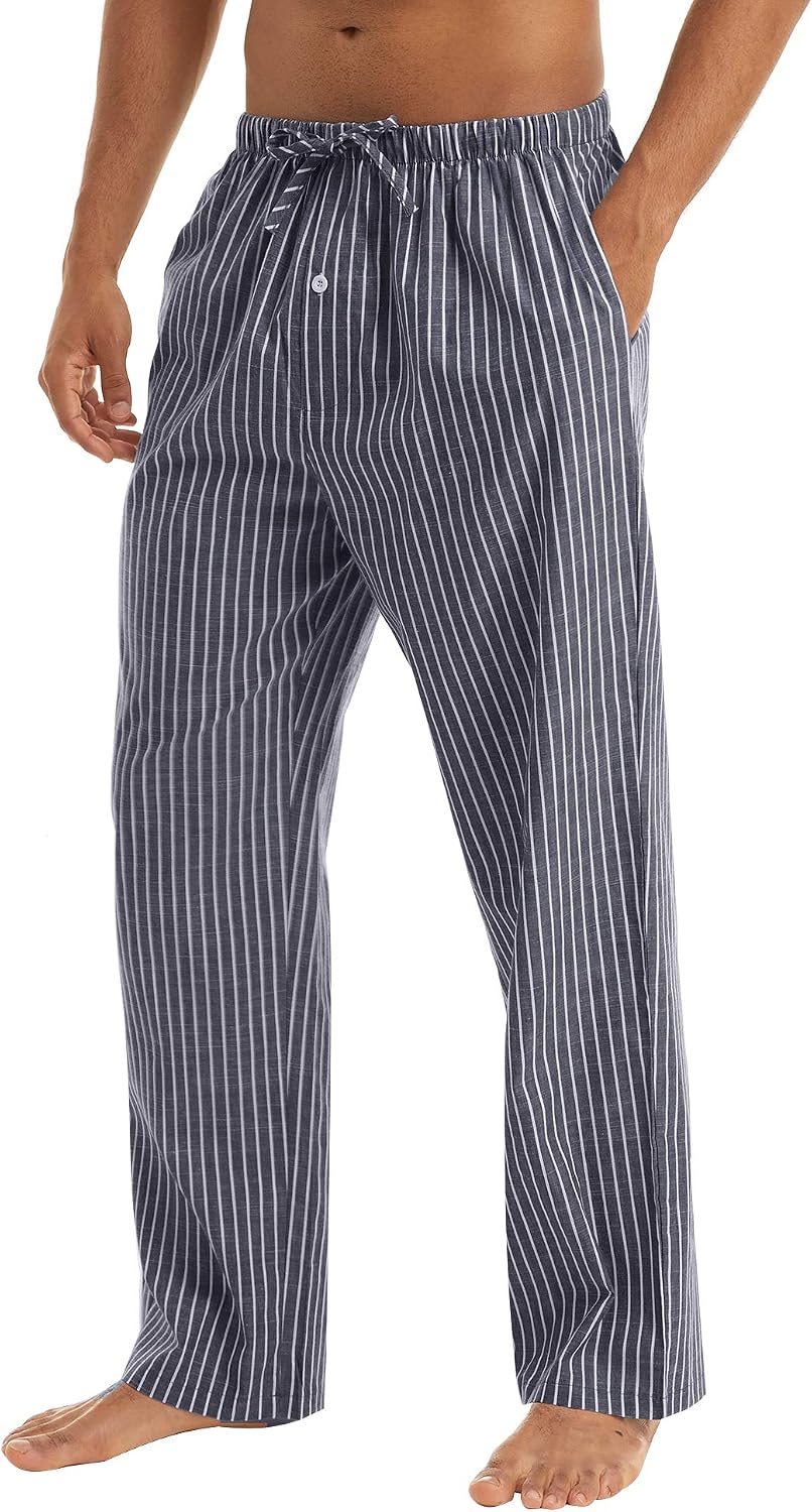 Irevial Pantaloni da Pigiama Uomo in 100% Cotone,Righe Pantaloni Lunghi con  Tasche Laterali e taschem,Morbide Pantalone da Notte in Elasticizzata  Leggeri Sportivi Pants Pantaloni pigiama Pigiami e abbigliamento da notte  miconsulta.es
