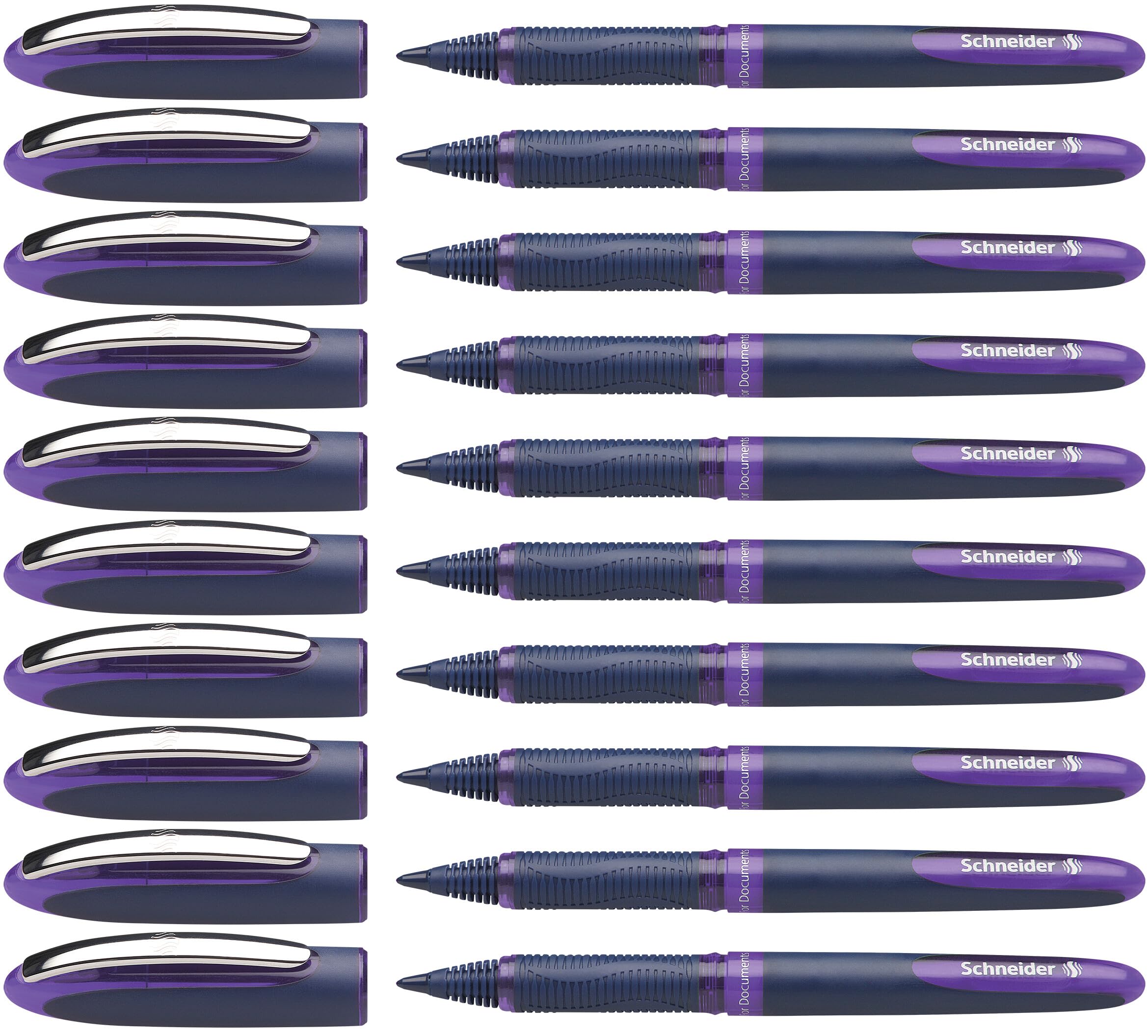 Schneider One Business Non-Retractable Ballpoint Pens with Liquid Ink, Pack of 10 Violet