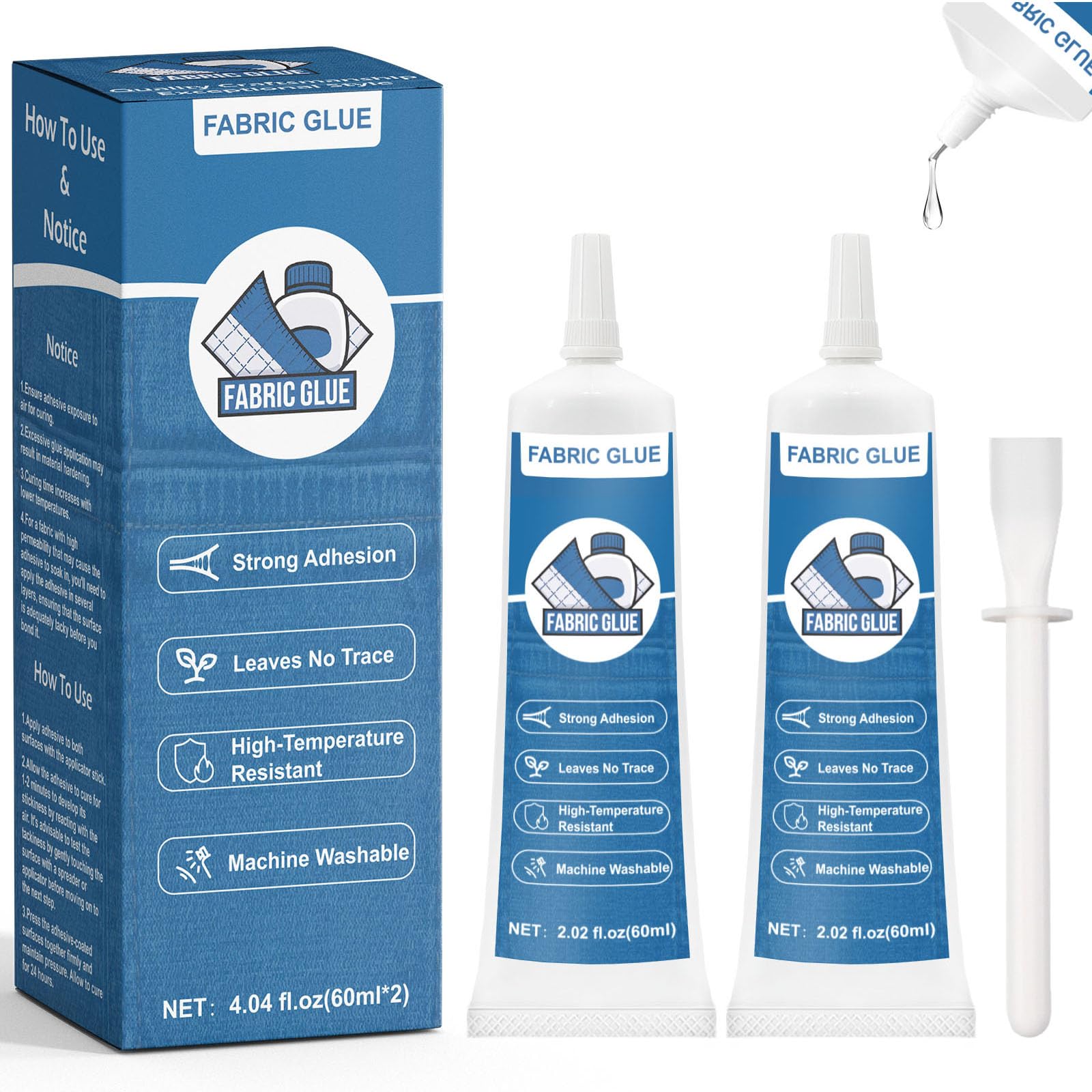 120 ml Stoffkleber Textilkleber Waschmaschinenfest, für Textilien Stoffe Polyester Jeans Baumwolle, Textilkleber extra stark, transparent & wasserfest ohne Rückstände