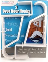 HANGERWORLD 2 White Plastic 17.5cm Over Door Hooks - Space Saving view 2