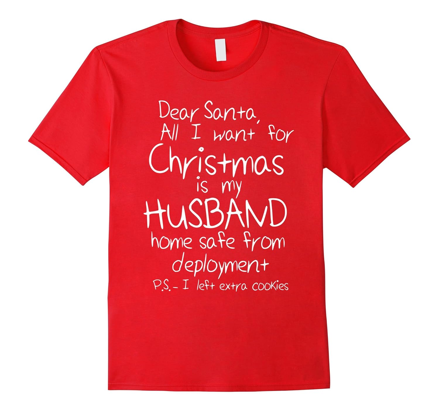 Womens Dear Santa Husband Home for Christmas Military Shirt-ANZ